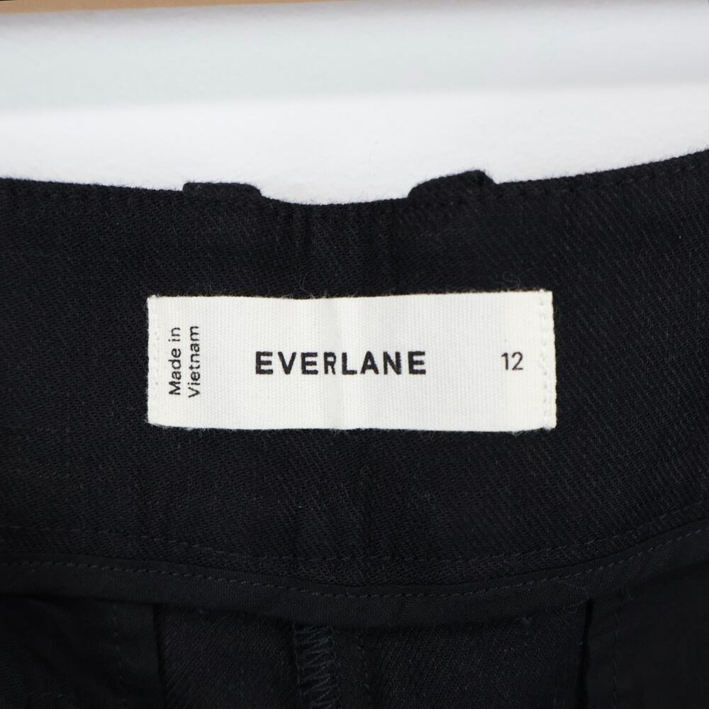 NWT Everlane The Wide-Leg High-Rise Trouser Pant In Stretch Linen Black Size 12 - Picture 9 of 11